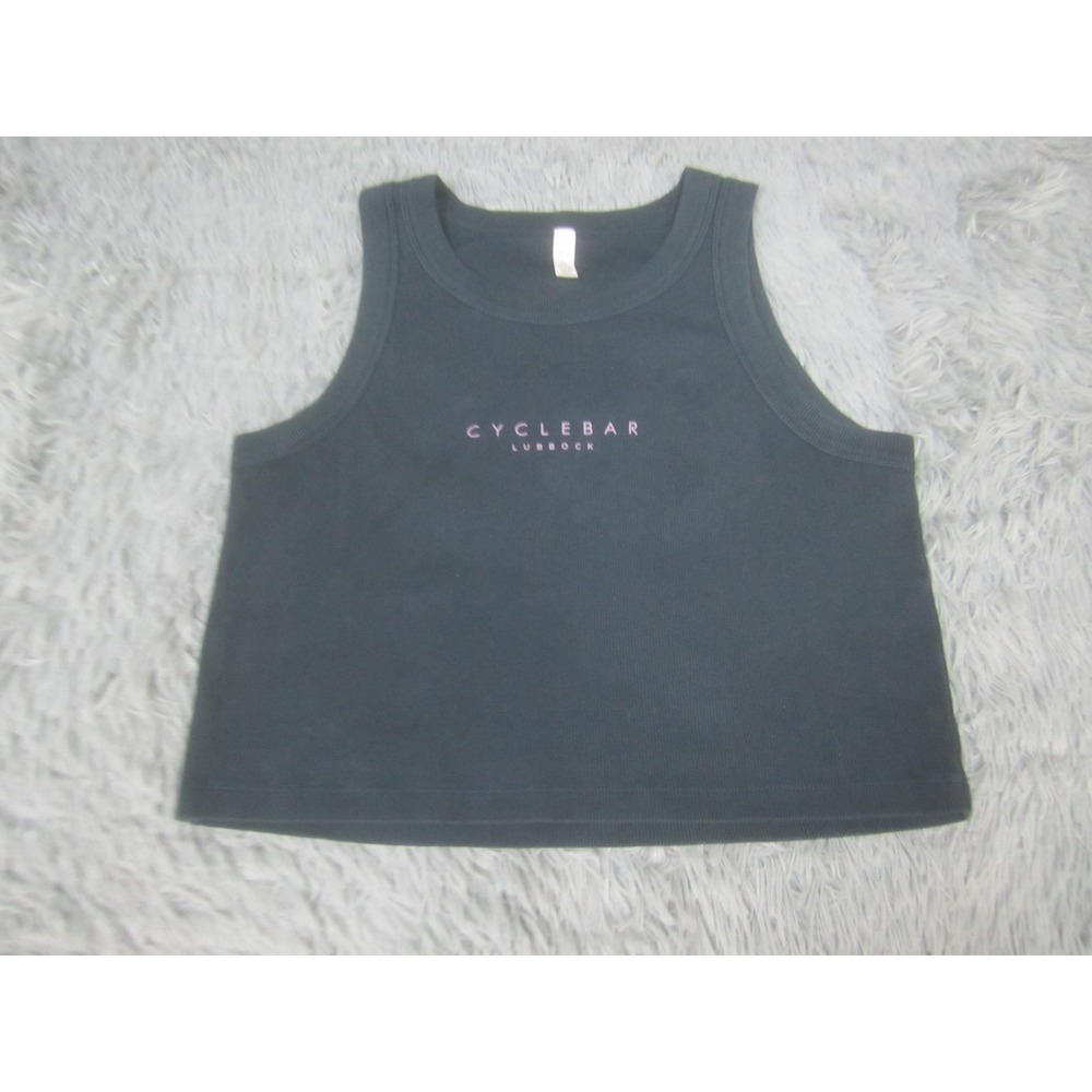 AS Colour Organic Rib Crop Tank Womens XL Black CycleBar Lubbock‎ Athletic Top